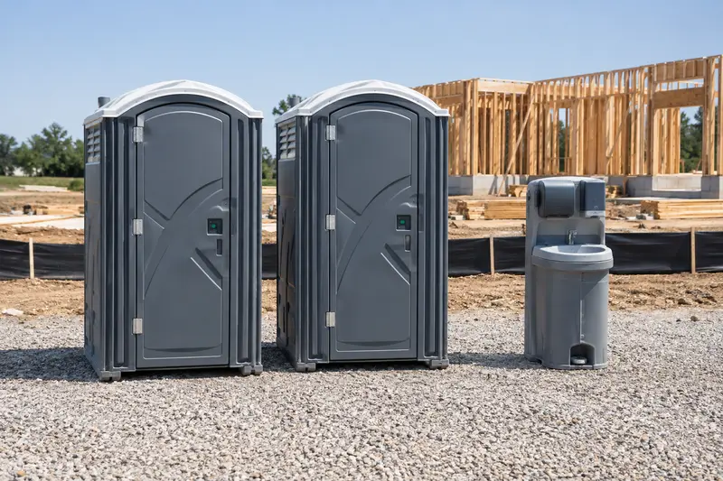 Portable toilets at a construction project