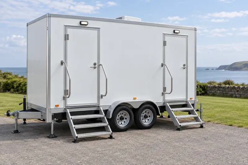 Trailer restroom for outdoor guests